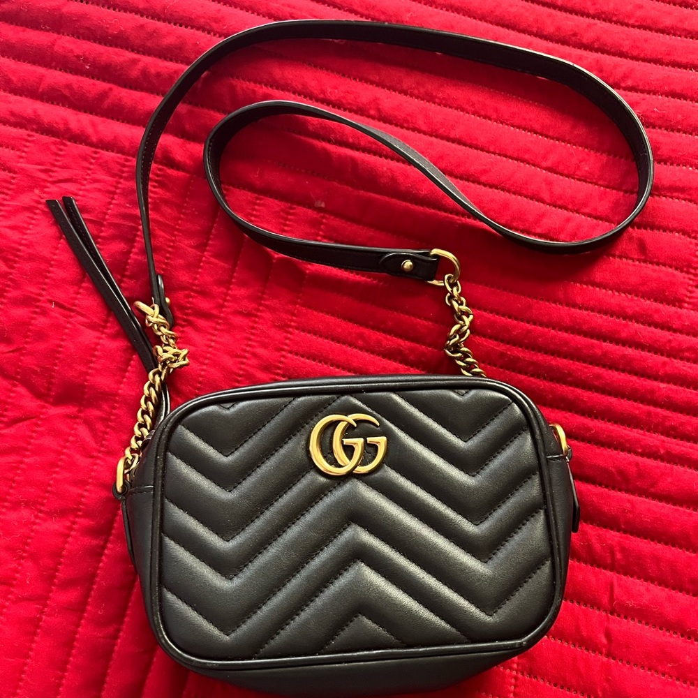 Black Quilted leather Crossbody Bag